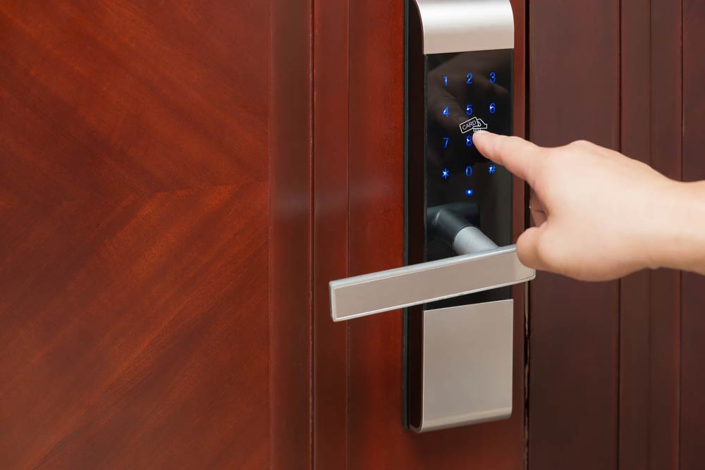 Inputting Password On A Keyless Electronic Lock Door